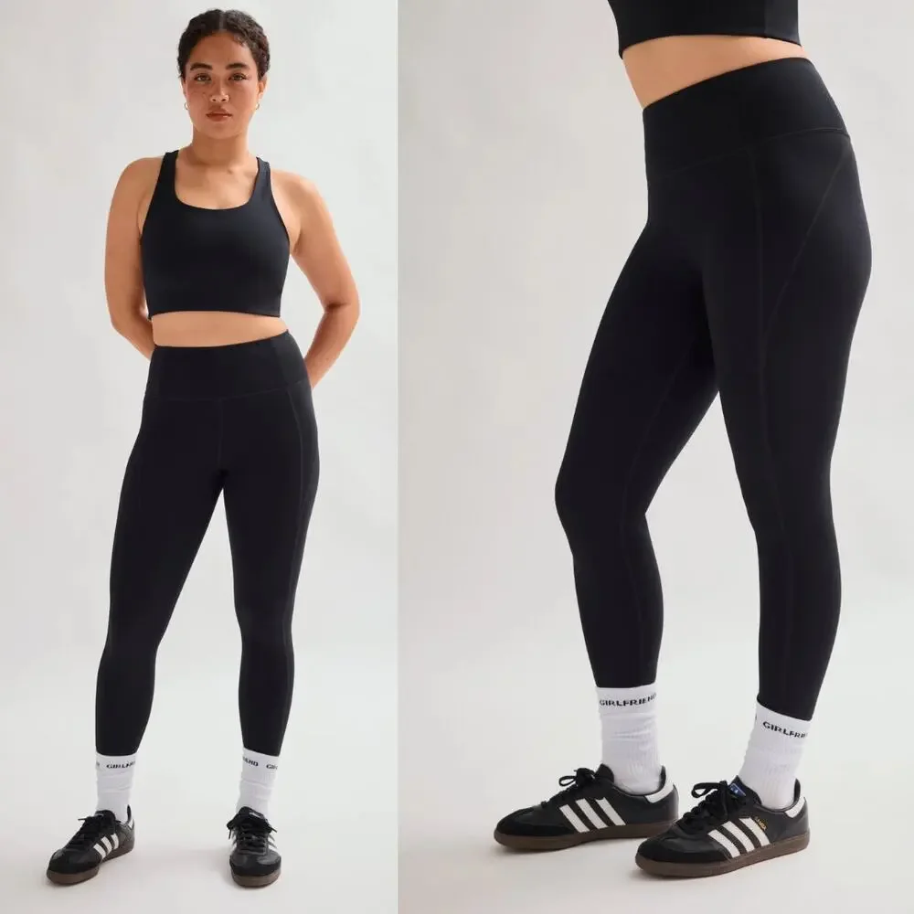 Girlfriend Collective Leggings Womens Black Compressive‎ High Rise Athletic Gym